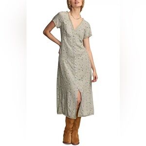 Lucky Brand Simone Floral Lace Trim Midi Dress
